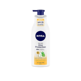 NIVEA Aloe Protection Body Lotion 400 ml | SPF 15 | Aloe Vera Extracts | Dep Moisture Serum | Men and Women | All Skin Type