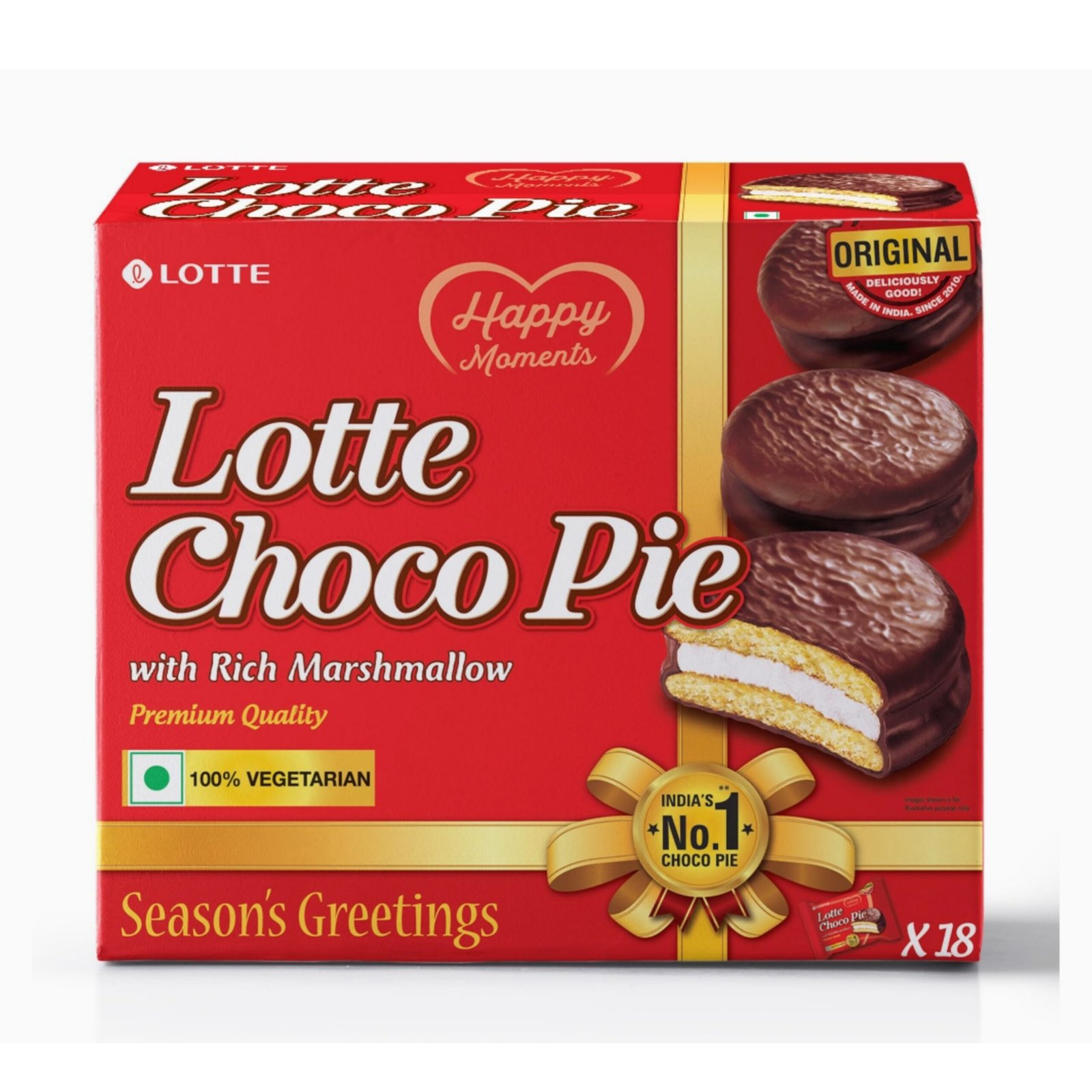 LOTTE CHOCO PIE BISCUITS COATED WITH PREMIUM CHOCOLATE, 504GM