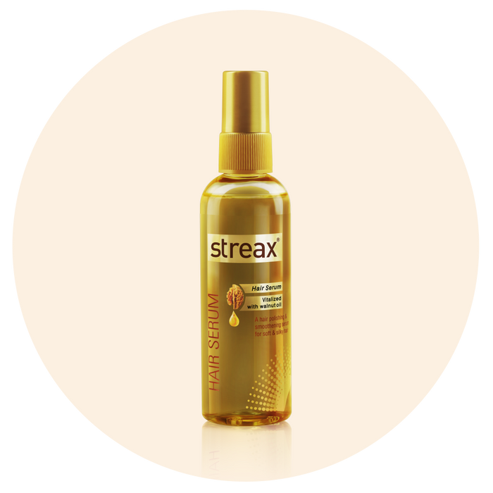 Streax Hair Serum Vitalized with Walnut Oil, For Hair Smoothening & Shine, For Dry & Frizzy Hair – 45 ml