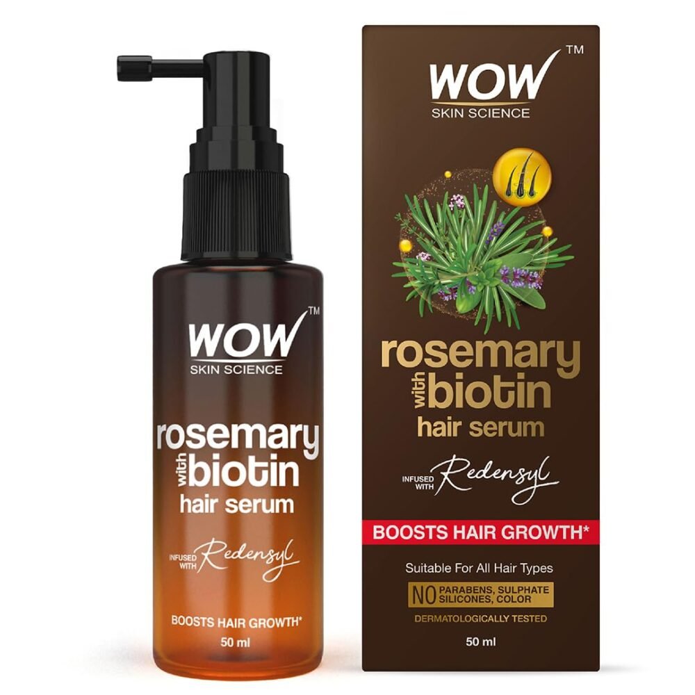 WOW Skin Science Rosemary & Biotin Hair Serum | Strengthens Weak Hair, Adds Volume, Revitalizes | 50ml