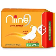 Nine Dry Comfort Ultra Thin Sanitary Pads, 6 Pads