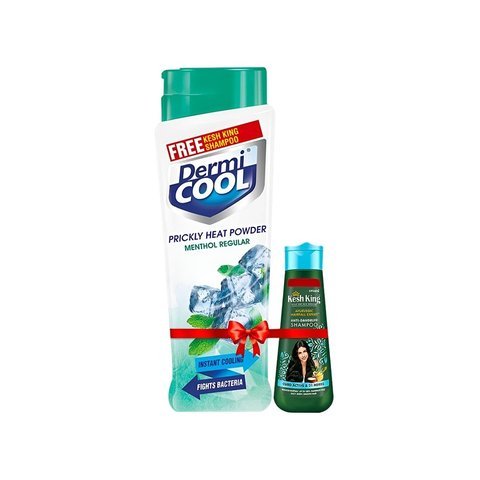 Dermicool Menthol Prickly Heat Talcum Powder 150g – Free Kesh King Shampoo