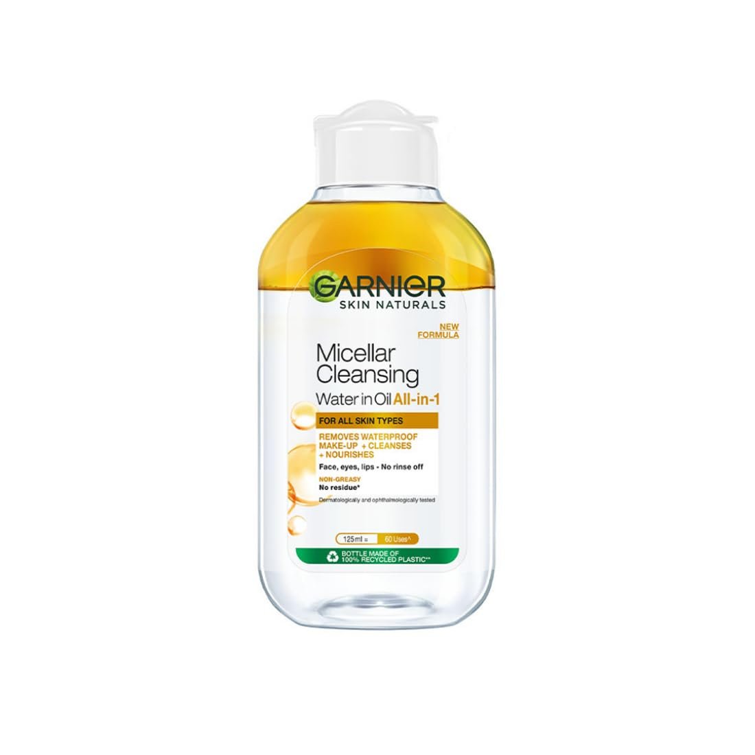 Garnier Skin Naturals, Cleansing Water for Waterproof Makeup, Nourishing Formula, Garnier Micellar Oil-Infused Cleansing Water, 125ml