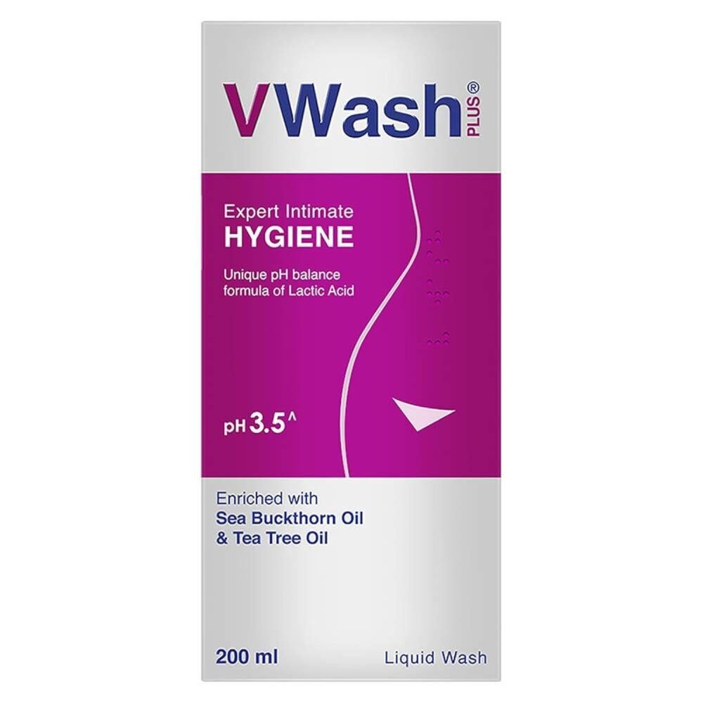 VWash Plus Expert Intimate Hygiene, With Tea Tree Oil, Liquid Wash Prevents Dryness, Itchiness And Irritation, Balances PH, Paraben Free, 200 ml
