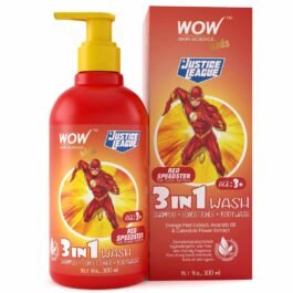WOW Skin Science Kids 3 in 1 Wash – Shampoo + Conditioner + Body Wash – Red Speedster FlashEdition – No Parabens, Color, Mineral Oil, Silicones & Sulphate, 300 ml