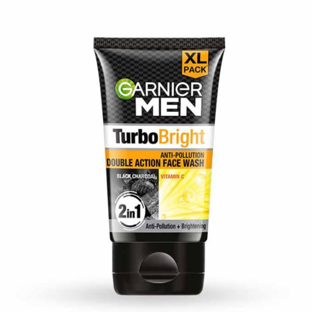 Garnier Men, Face Wash, Brightening & Anti-Pollution, TurboBright Double Action, 150 g
