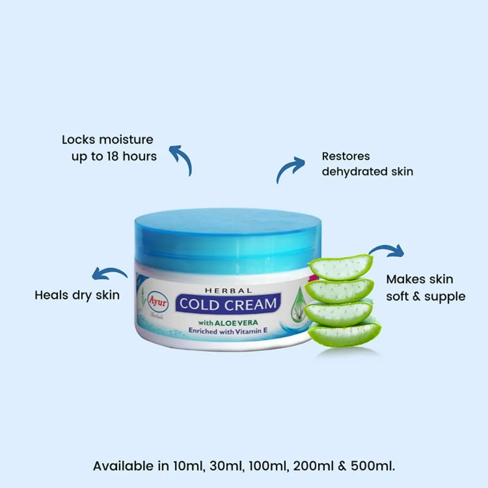 ayur herbals cold cream with aloevera rose cucumber and vitamin e i prevents dehydration of skin i natural moisturisers and extra rich formula i unisex pack of 1 500 ml 2 display 1732104460 2514b0bf