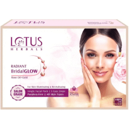 Lotus Herbals Radiant Bridal Glow Rose Gold Skin Illuminating & Revitalising Facial Kit – 57g