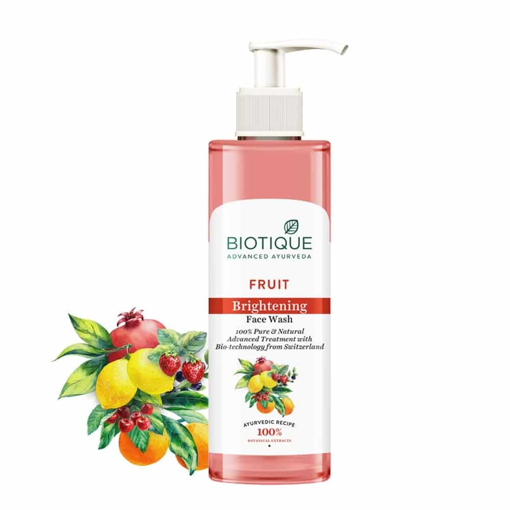 Biotique Fruit Brightening Face Wash | Infused with 100% Botanical Extracts | Ayurvedic, Organically Pure & Swiss Technology Formula | For All Skin Types | 200mL