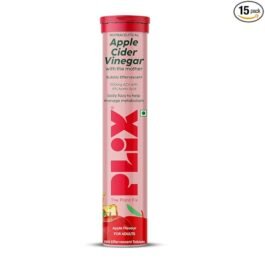 Plix Apple Cider Vinegar Effervescent Tablets With Mother | Enriched with Vitamin B6 & B12 | | No Added Sugar | Refreshing Apple Flavor | 15 Tablets, Easy to Carry