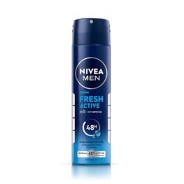 NIVEA Men Fresh Active Deodorant Spray, 150ml | 48 H Active Odour Protection | Long Lasting Smell Deo | Marine Fresh, Lemon and Sandalwood Fragrance | Dermatologically Approved | 150ml
