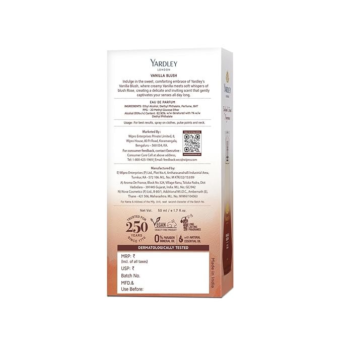 Yardley London Vanilla Blush Perfume 100ml