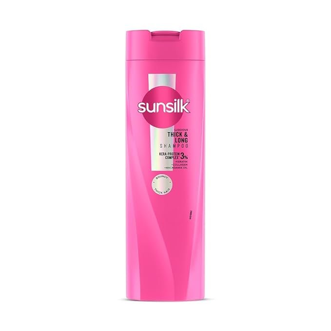 Sunsilk Luscious Thick & Long Shampoo 180ml with Kera-Protein Complex 3% | Keratin, Collagen & Macadamia Oil