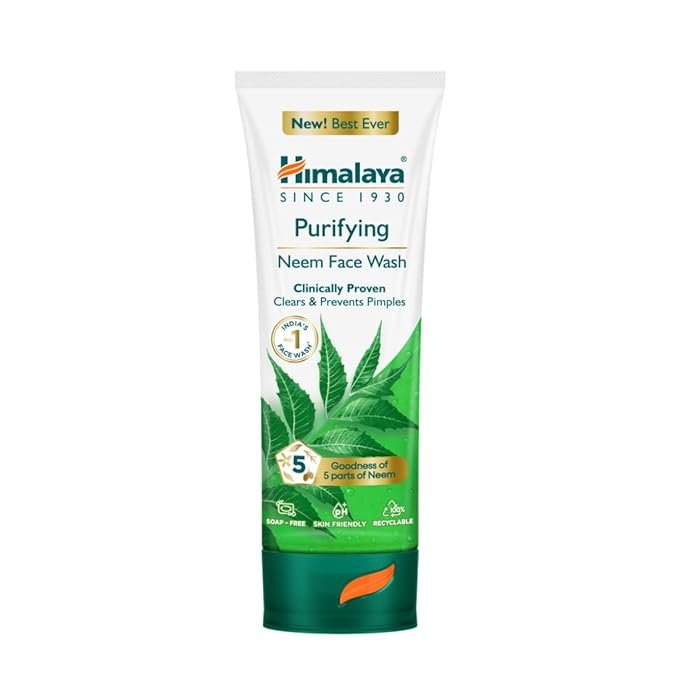 Himalaya Purifying Neem Face Wash | Clears & Prevents Pimples | 5x Neem Power | Clinically Proven Gentle Formula | Suitable for Men & Women | 100ml