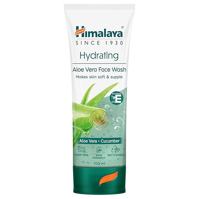Himalaya Moisturizing Aloe Vera Face Wash | Prevents Dryness | With Aloe Vera & Cucumber for Soft, Hydrated Skin | 100ml