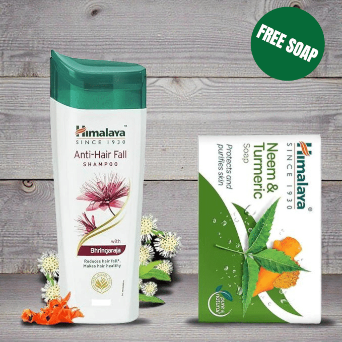 Himalaya Anti-Hair Fall Shampoo 400ml with Bhringaraja | Free Himalaya Neem & Turmeric Soap 125g